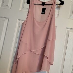 Stunning Asymmetrical Soft Pink Layered Blouse Top Tunic Pastel Evening XXL 2X